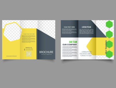 Şirket sarı gri üç katlı broşür. Eğitim için. Broşür..