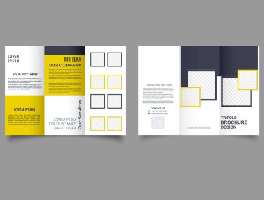 Üç katlı kareli broşür. Üç katlı tasarım için vektör şablonu.