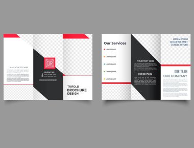 Kırmızı Siyah Yaratıcı Modern Üç Katlı Broşür Şablonu Tasarımı