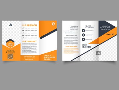 Orange Corporate üç katlı broşür tasarımı. Sunum çizelgesi. Yazdırma broşürü.