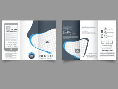 Soyut şekilli üç katlı broşür. Yaratıcı kurumsal modern iş broşürü. Mobil uygulama tanıtımı .