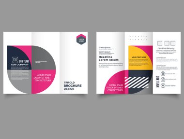 Geometrik şekilli üç katlı broşür. Broşür ve Broşür, Kartlar, İniş, Web Sitesi Tasarımı.