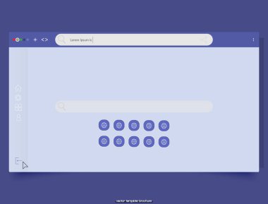Sekmeli Blue Blank web tarayıcı penceresi. Büyüteç ve oklarla arama çubuğu, ui şablonu.