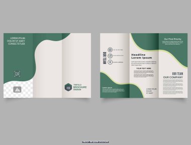 Sıvı formlu üç katlı yeşil broşür. Yazdırma için.