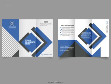 Tasarımcı için mavi üçlü broşür. İş konsepti. Vektör illüstrasyonu