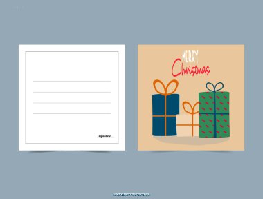 Noel hediyeleri. Kare şeklinde kartpostal. Vektör illüstrasyonu