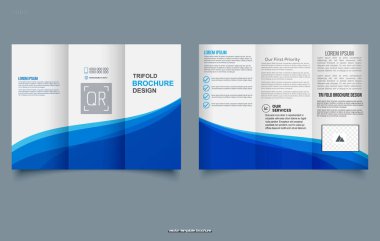 Mavi şeffaf dalgalı üç katlı broşür. Broşür Şablonunu Hazırla.