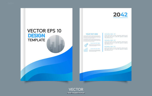 Wave. Set Abstract blue geometric modern annual report flyer Brochure leaflet, the presentation cover, magazine advertising.