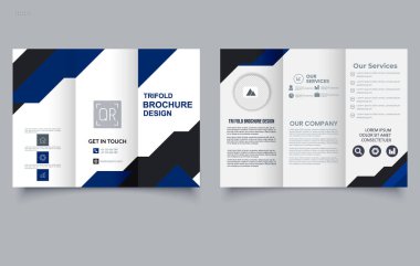 Modern şirket broşürünün yeşil ve siyah renkli geometrik tasarımı var. İş broşürü tasarımı, pazarlama broşürü, yaratıcı tasarım. Düzenlenebilir resim