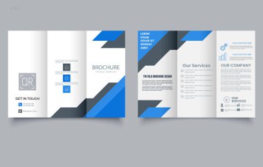 Modern şirket broşürünün yeşil ve siyah renkli geometrik tasarımı var. İş broşürü tasarımı, pazarlama broşürü, yaratıcı tasarım. Düzenlenebilir resim. Vektör