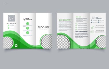 Üçlü Broşür Şablonu. Şablon. Eko-şirketlerin broşürleri. İş Kurumu Tasarımı