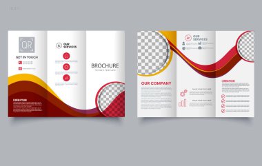 Kırmızı-Sarı-Sarı Broşür Şablonu. Modern Business Corporate Design. Düzenlenebilir resim
