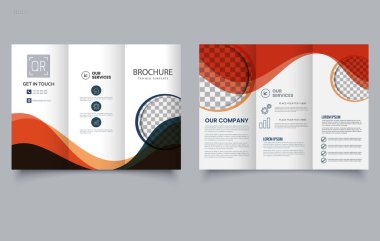 Modern Business Trifold Broşürü. Tasarım Şablonu. Kurumsal Flyer düzeni. Profesyonel Şirket Broşürü Model 'i. Vektör img.
