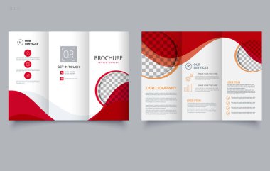 Kırmızı Üçlü Broşür Şablonu. Düzenlenebilir resim