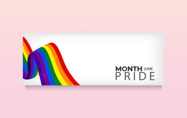 Akan Gökkuşağı Kurdelesi ve Modern Tipografi ile Gurur Ayı Sancağı. Düzenlenebilir resim.