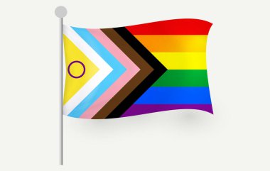Intersex Inclusion 'daki Gelişim Gururu Bayrağı. LGBTQ Çeşitlilik ve Kapsama Sembolü. Düzenlenebilir resim.