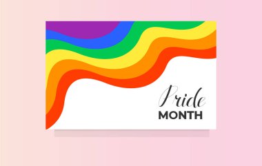 Renkli Gökkuşağı Dalgalı Gurur Ayı. LGBTQ Kutlama Vektörü. Düzenlenebilir resim.