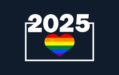 LGBT Gurur 2025 Vektörü. Gökkuşağı Kalbi, Eşitlik Aşk Tasarımı. Düzenlenebilir resim.