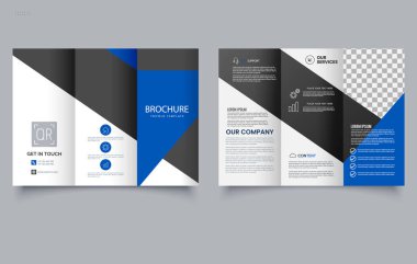 Kurumsal Üçlü Broşür Şablon Pazarlama Tasarımı. Düzenlenebilir resim.