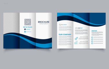 Dalgalı Üçlü Broşür Mavi Şablonu.