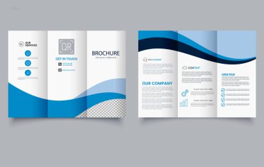 Modern Mavi Dalga Broşür Şablonu Tasarımı. Düzenlenebilir resim. Düzenlenebilir resim.