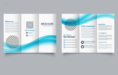 Modern Mavi Üçlü Broşür Şablon Tasarımı