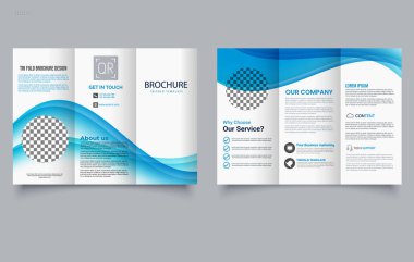 Modern Mavi Üçlü Broşür Şablon Tasarımı