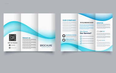 Modern Mavi Üçlü Broşür Şablon Tasarımı