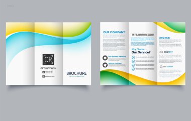 Modern Mavi Üçlü Broşür Şablon Tasarımı