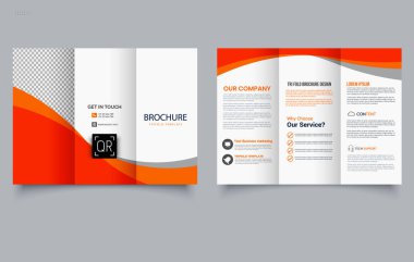 Şekilli üç katlı turuncu broşür, dalgalar. Broşürü Hazır Et