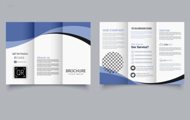 Mavi dalgalı Üçlü Broşür Şablonu.