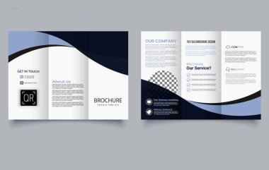 Mavi dalgalı Üçlü Broşür Şablonu.