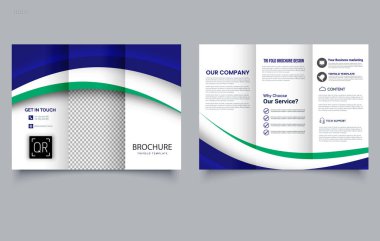Mavi dalgalı Üçlü Broşür Şablonu.