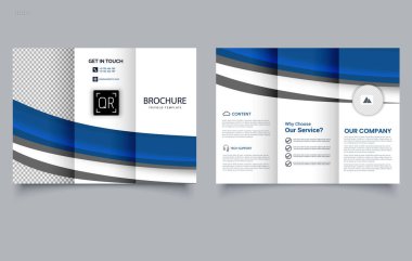 Mavi dalgalı Üçlü Broşür Şablonu.