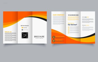 Şekilli üç katlı turuncu broşür, dalgalar. Broşürü Hazır Et.