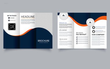Modern Trifold Broşürü. Business Flyer Design. Zarif Şirket Pazarlama Broşürü. Düzenlenebilir resim.
