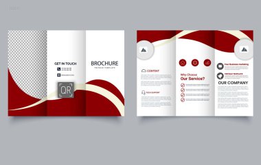 Zarif Üçlü Broşür Şablonu. Business Flyer Tasarımı Lüks Pazarlama Şirketi broşürü. Düzenlenebilir resim.