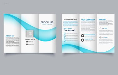 Mavi eğimli üç katlı Broşür Şablonu. Düzenlenebilir resim.