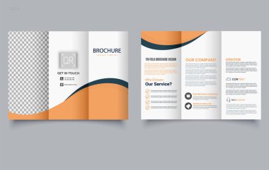 Şekilli üç katlı turuncu broşür, dalgalar. Broşürü Hazır Et.