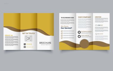 Dalga Tasarımı. Düzenlenebilir resimli üç katlı broşür şürü.