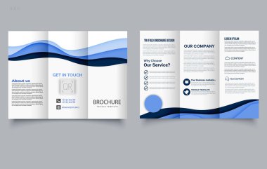 Dalga Tasarımı. Düzenlenebilir resimli üç katlı broşür şürü.