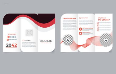 Üç katlı broşür dalga şablonu. Düzenlenebilir resim.