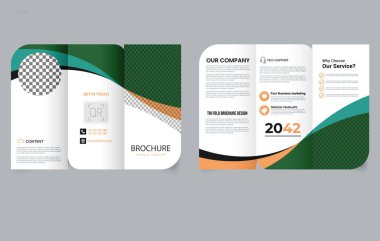 Kurumsal tasarım için yeşil dalgalı profesyonel Üçlü Broşür. Broşür Model.