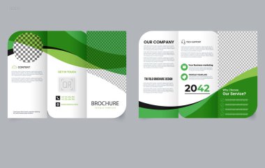 Kurumsal tasarım için yeşil dalgalı profesyonel Üçlü Broşür. Broşür Model.
