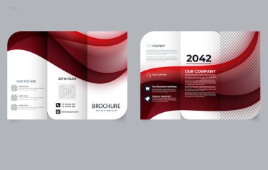 Mavi dinamik gradyan dalgalı üç katlı broşür. Düzenlenebilir resim.