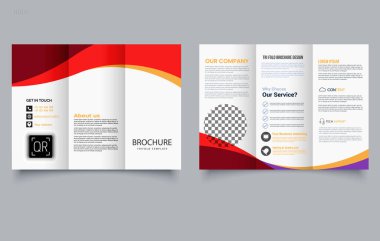 Materyal tasarım tarzında üç katlı broşür. Reklam ve baskı broşürü. Düzenlenebilir resim.