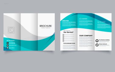 Şirket Mavi Üçlü Broşür Modern İş Broşürü Tasarımı. Düzenlenebilir resim.