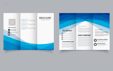 Şirket Mavi Üçlü Broşür Modern İş Broşürü Tasarımı.