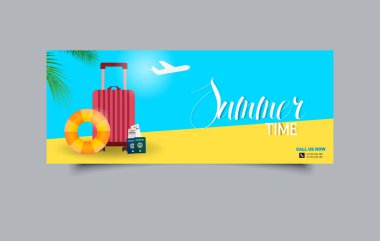 Turist plajı, yaz pankartı ya da turist gezisi