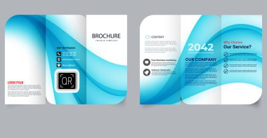 Mavi Dalga Tasarımlı Kurumsal Üçlü Broşür Şablonu